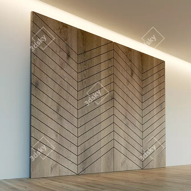 Title: Wooden 3D Wall Panel - Elegant Home Decor 3D model image 2
