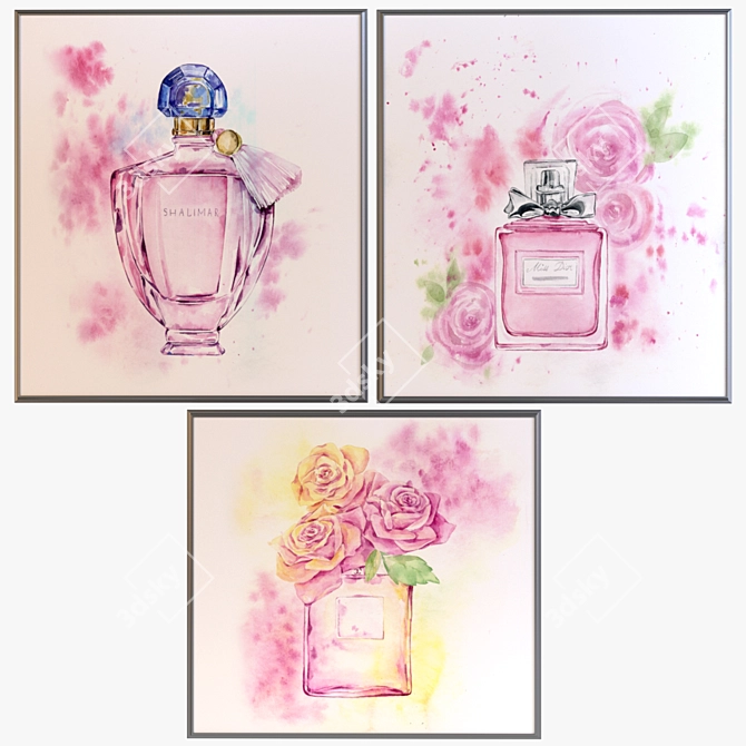 Creative Watercolor Set 3D model image 1