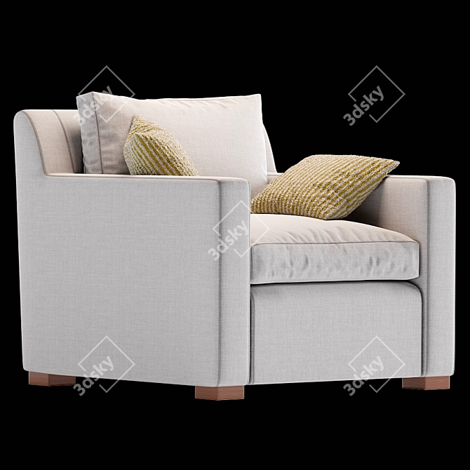 Elegant Belgian Track Armchair 3D model image 1