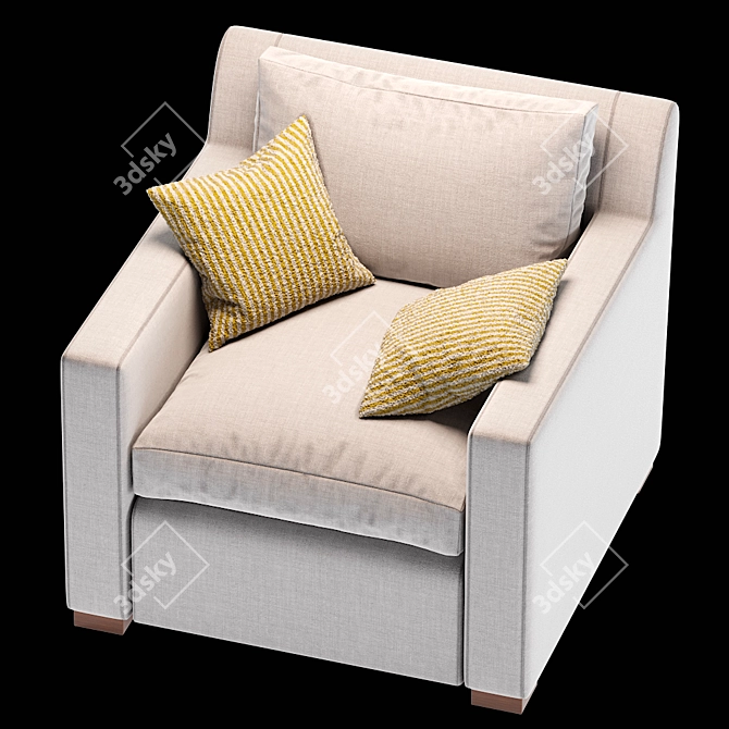 Elegant Belgian Track Armchair 3D model image 2