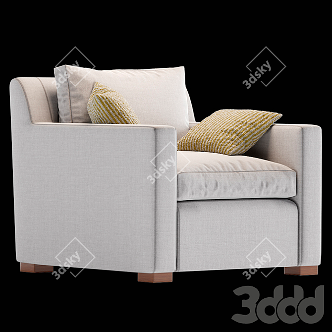 Elegant Belgian Track Armchair 3D model image 4