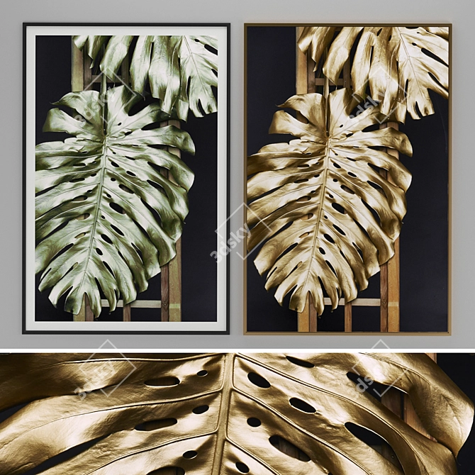 Elegant Leaves Picture Frame 3D model image 1