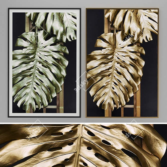 Elegant Leaves Picture Frame 3D model image 4