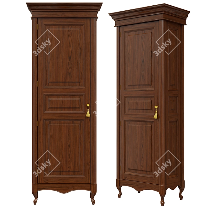 Solid Wood Wardrobe 800mm 3D model image 1