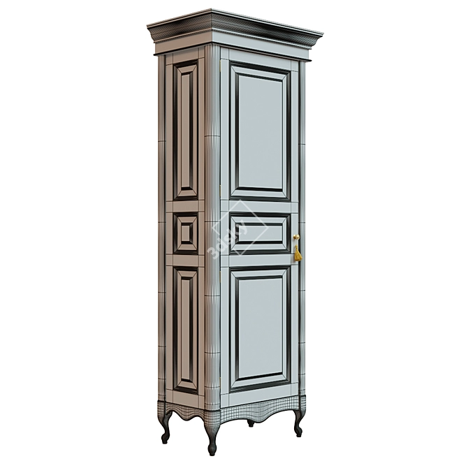 Solid Wood Wardrobe 800mm 3D model image 3