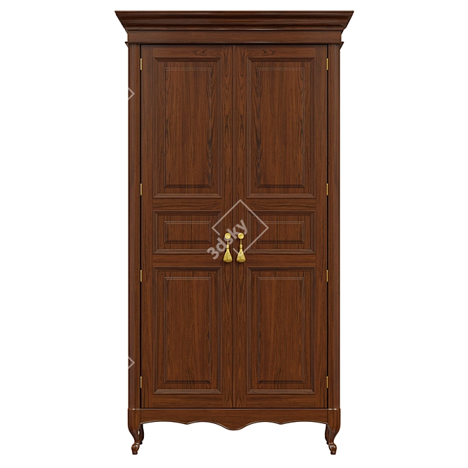 Solid Wood Wardrobe 1200mm 3D model image 1