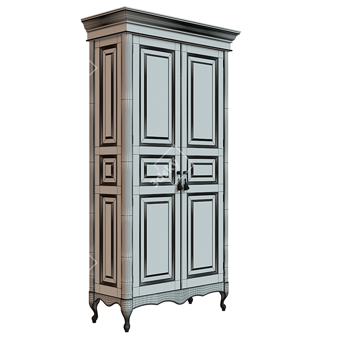 Solid Wood Wardrobe 1200mm 3D model image 3