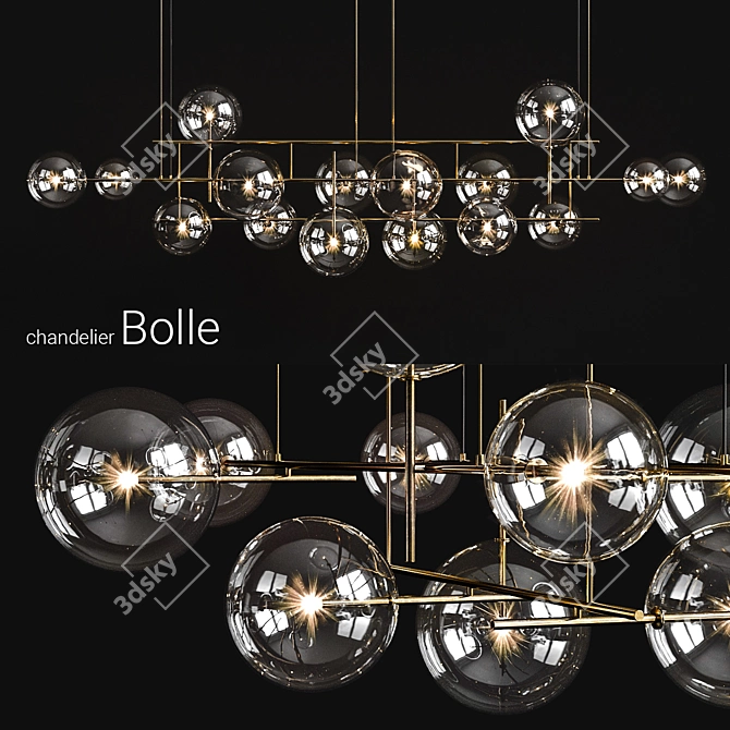 Bolle Horizontal: Modern Chandelier for Versatile Spaces 3D model image 1