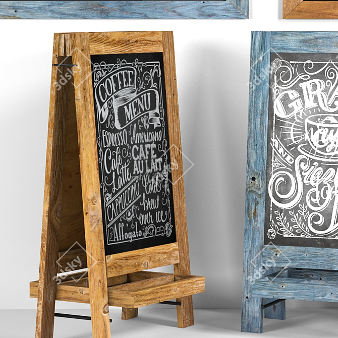 Versatile Advertising Chalkboard Set 3D model image 2