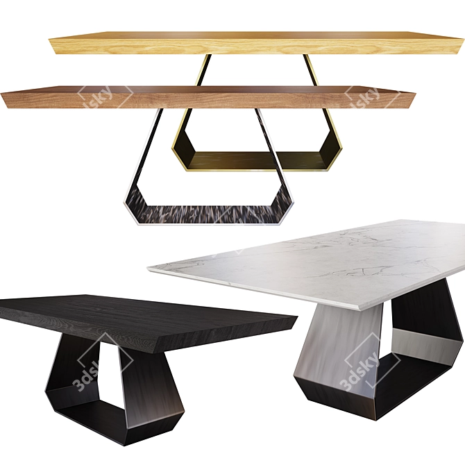 Amond Dining Table: Elegant Contrast and Harmonious Design 3D model image 1