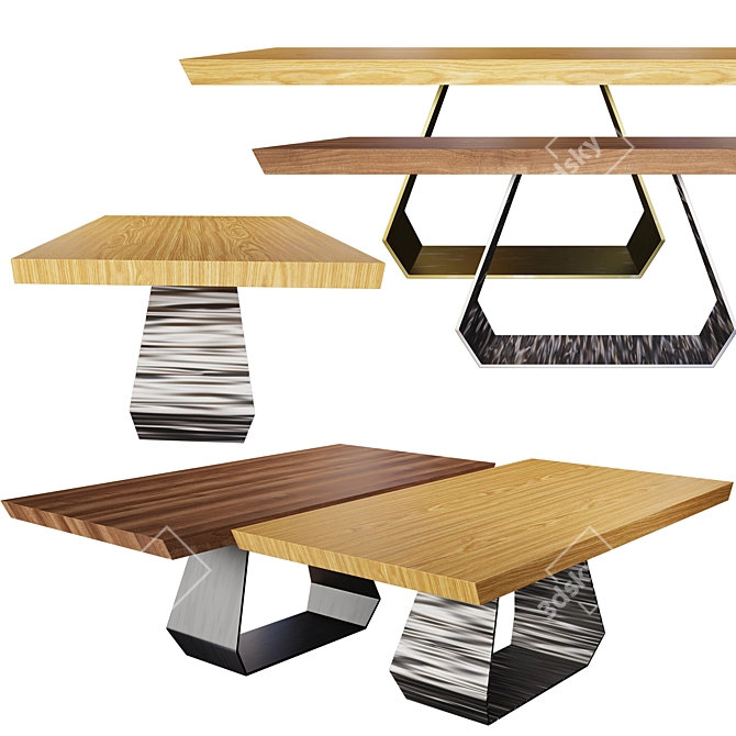 Amond Dining Table: Elegant Contrast and Harmonious Design 3D model image 2