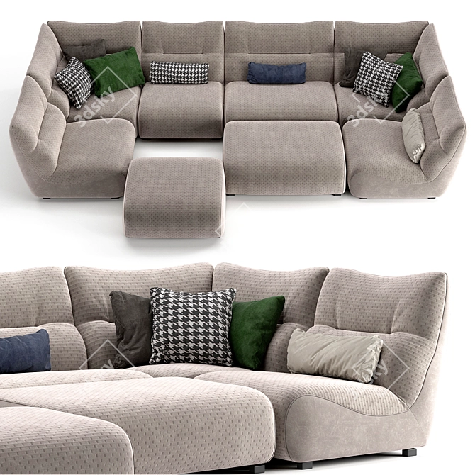 Modern Minimalist Sofa | Roche Bobois Temps Calme 3D model image 1