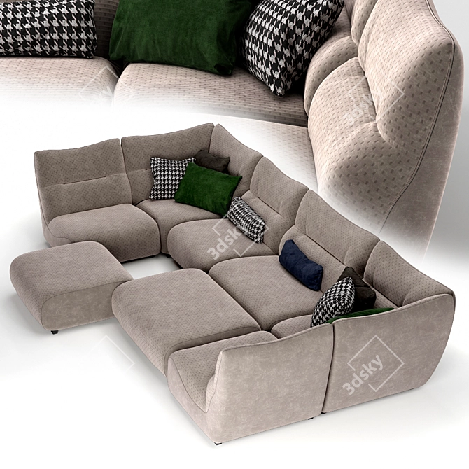 Modern Minimalist Sofa | Roche Bobois Temps Calme 3D model image 3