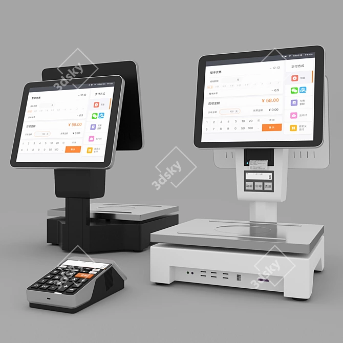 QR Code Cashier Scanner 3D model image 1