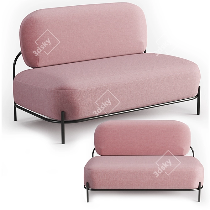 Modern Pink Sofa Angelina 3D model image 1