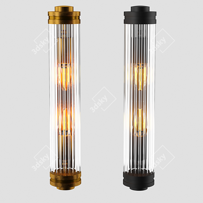 Title: Sleek Gold Glass Sconce 3D model image 2