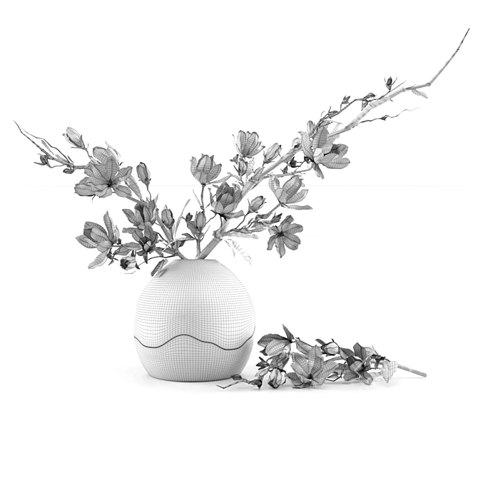 Elegant Magnolia Bouquet 3D model image 2