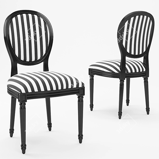French Style Dining Chair 3D model image 2