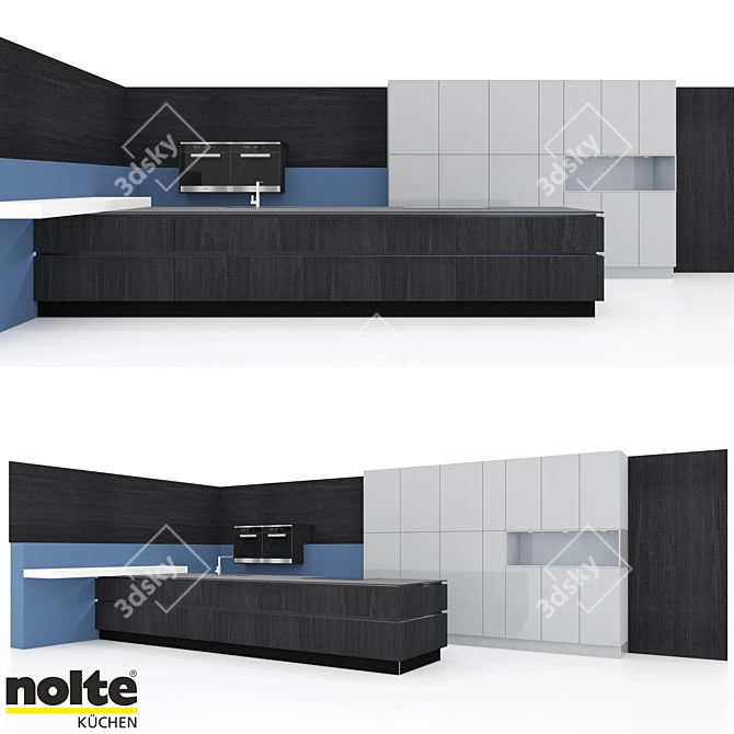 Modern Nolte Kitchen: Legno + NovaLack 3D model image 1