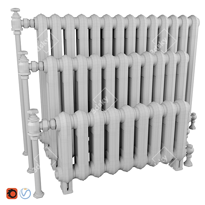 Vintage Cast Iron Radiators 3D model image 3