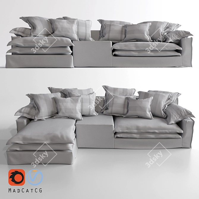 Sleek Modern Sofa with Detailed Textures 3D model image 1