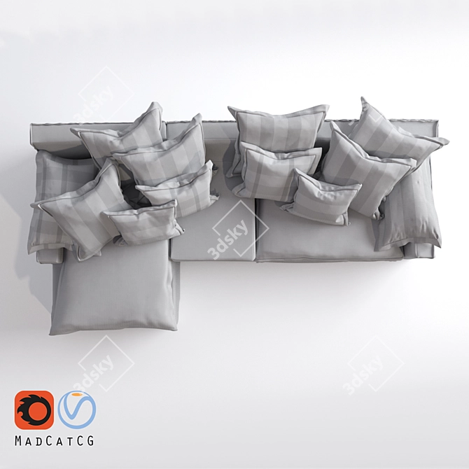 Sleek Modern Sofa with Detailed Textures 3D model image 3