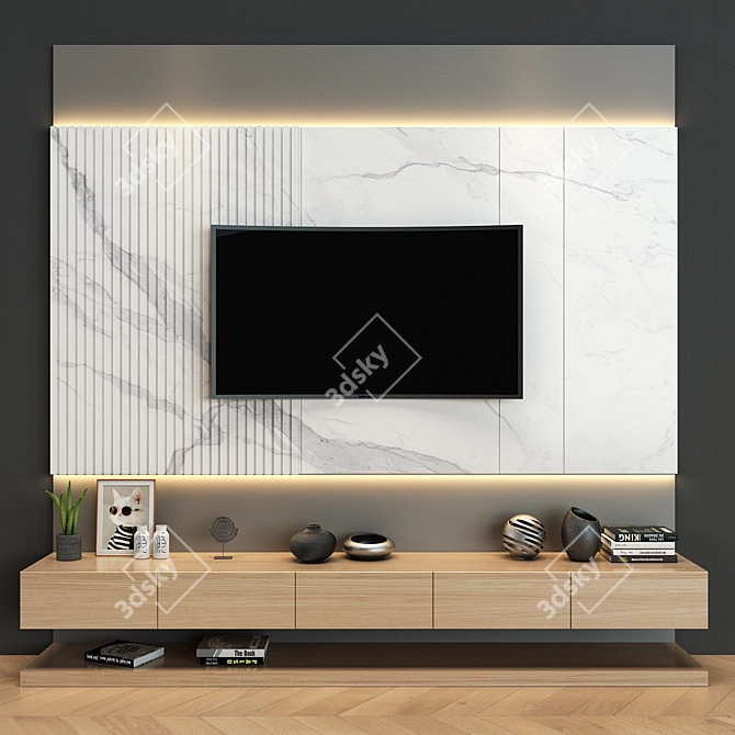 Sleek TV Wall Mount Set 3D model image 1