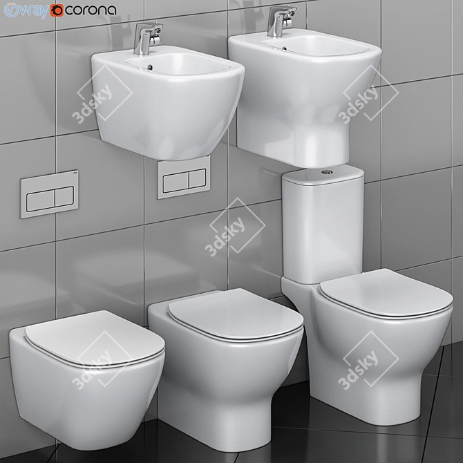 Ideal Tesi Toilet and Bidet 3D model image 1