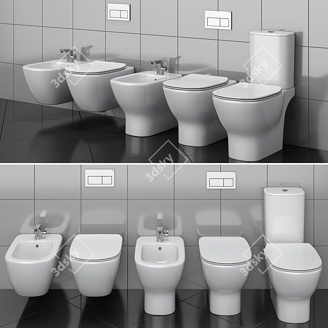 Ideal Tesi Toilet and Bidet 3D model image 2