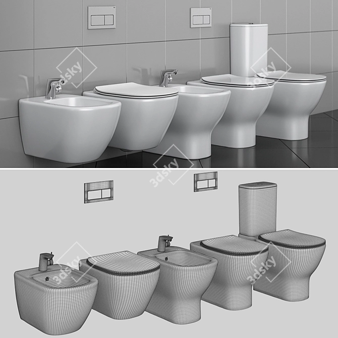 Ideal Tesi Toilet and Bidet 3D model image 3