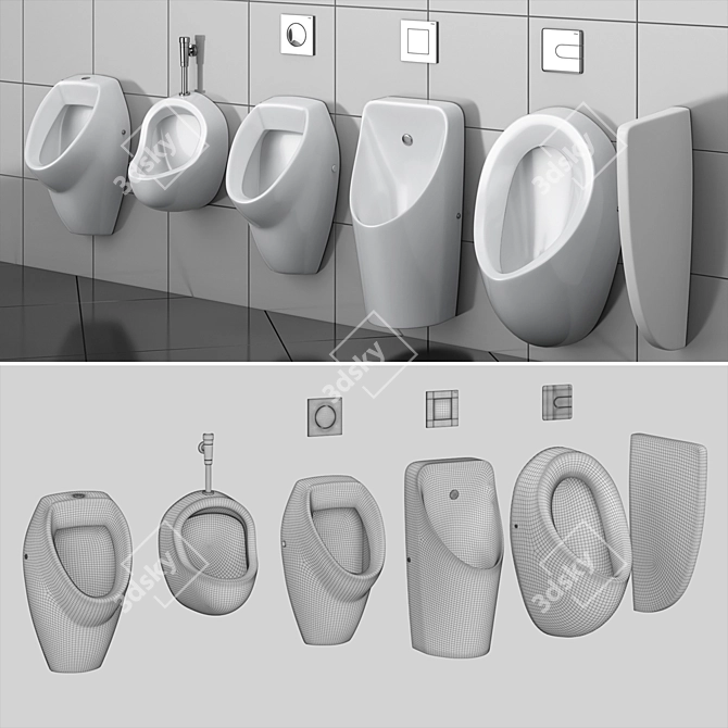 Cersanit Set 74: Stylish Urinal Partition 3D model image 3