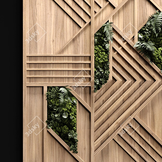 Natural Wood Vertical Garden Panel 3D model image 2