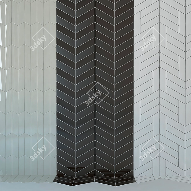 Chevron Wall Ceramic Tiles Set 3D model image 2