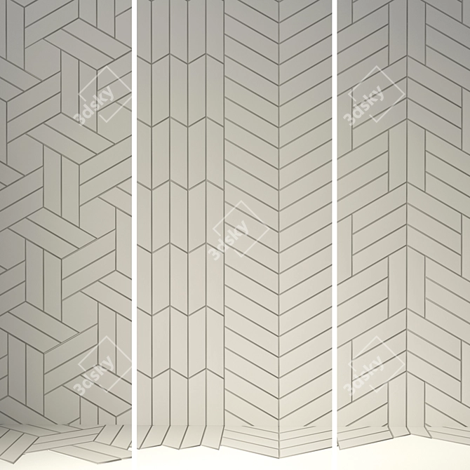 Chevron Wall Ceramic Tiles Set 3D model image 3