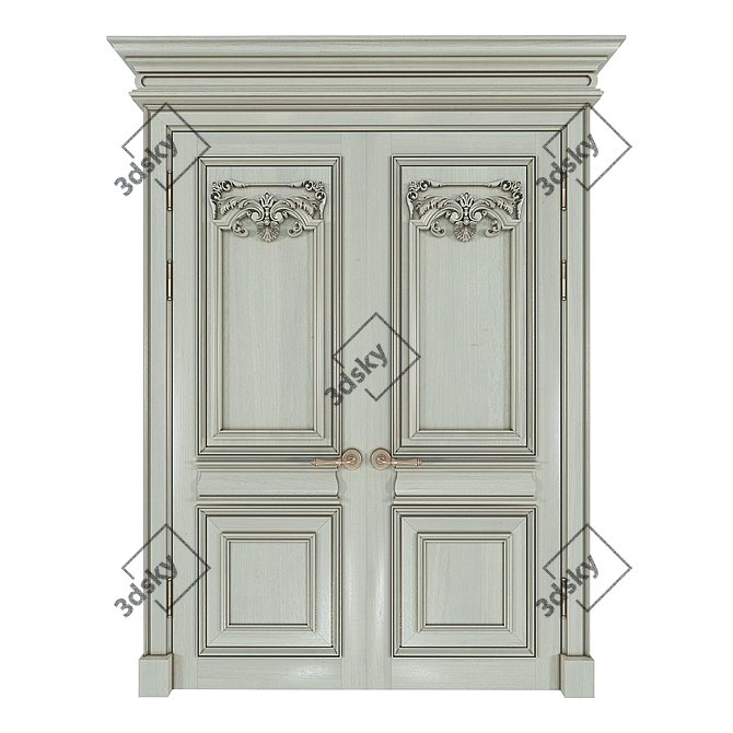 Title: Wooden Door - Low Poly Design 3D model image 1