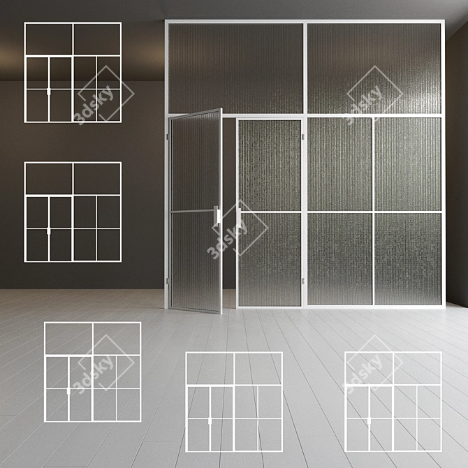 Versatile Glass Partition: Stylish, Adjustable & Minimalistic 3D model image 1