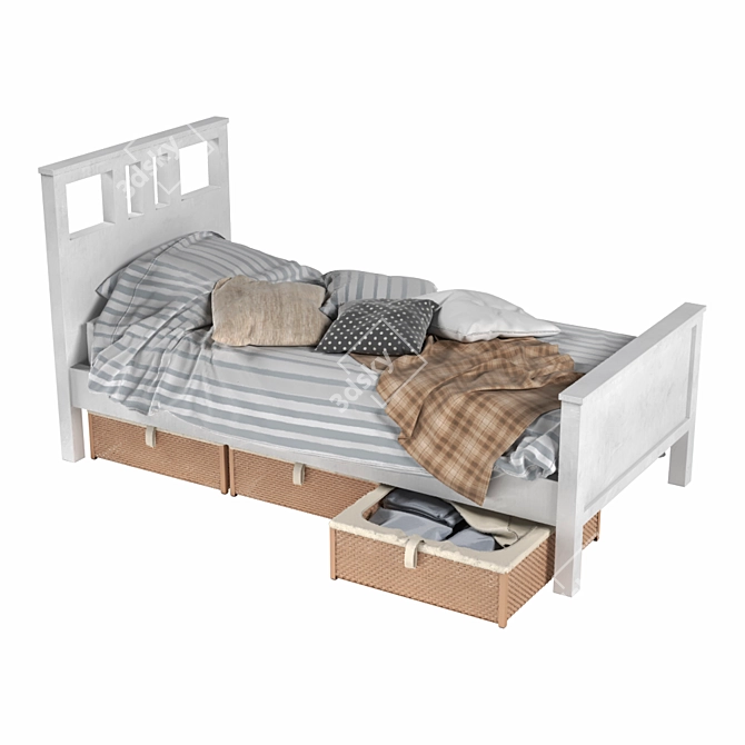 IKEA Hemnes Bed with Römskog Drawers 3D model image 2