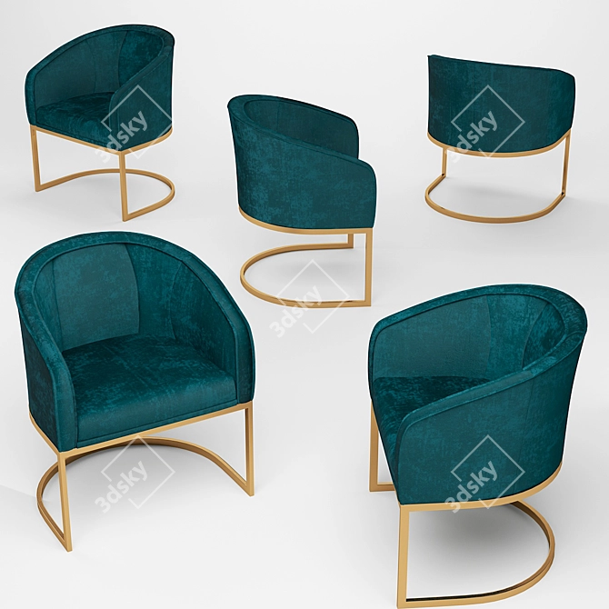 Chic Home Livorno Velvet Accent Chair 3D model image 2