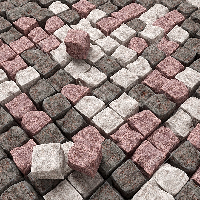 Chipped Granite Paving: Durable and Distinct 3D model image 1