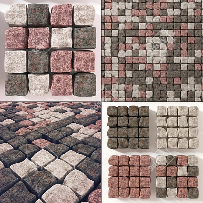 Chipped Granite Paving: Durable and Distinct 3D model image 2