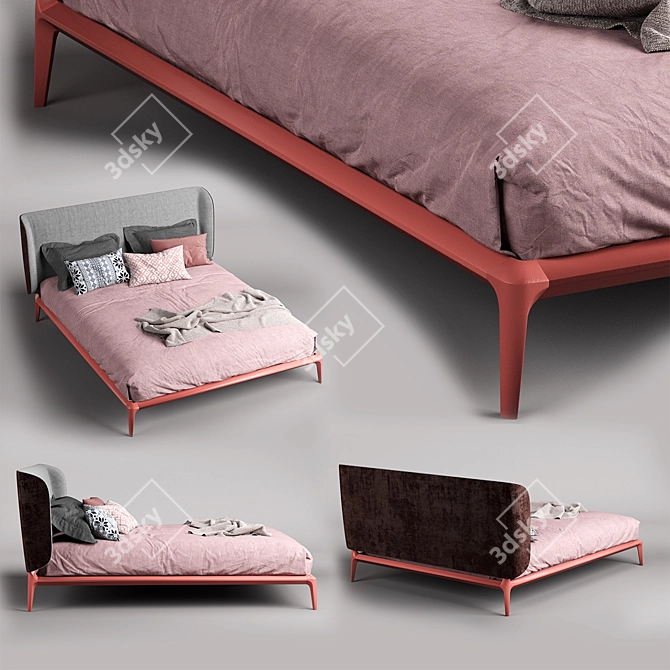 Mara Modern Solid Wood Bed 3D model image 2