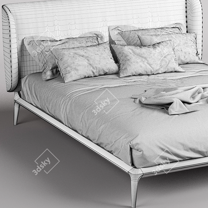 Mara Modern Solid Wood Bed 3D model image 3