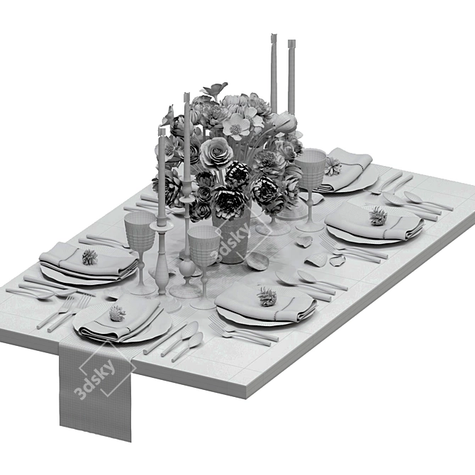 Title: Elegant Pinecone Table Setting Set 3D model image 3