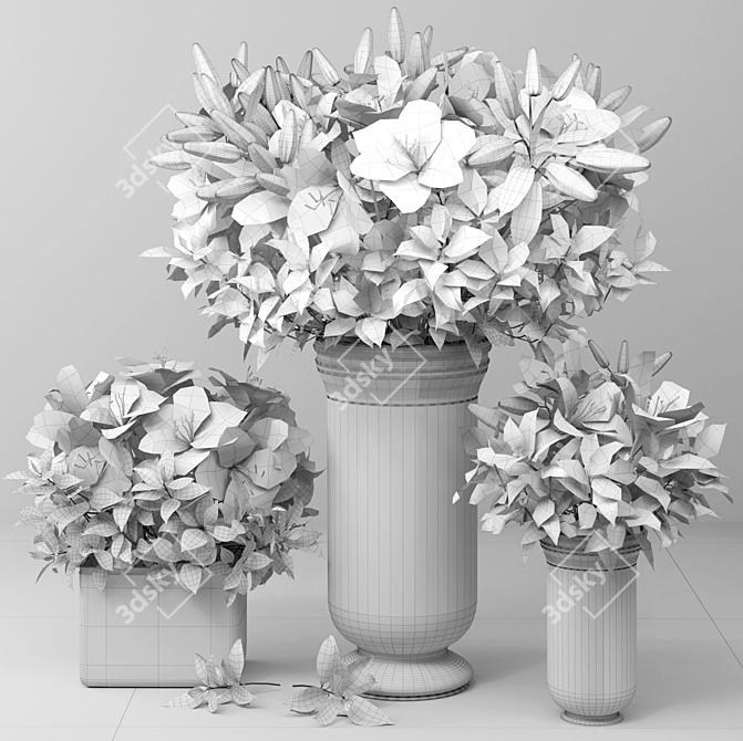 Elegant Lily Bouquet Vases 3D model image 2