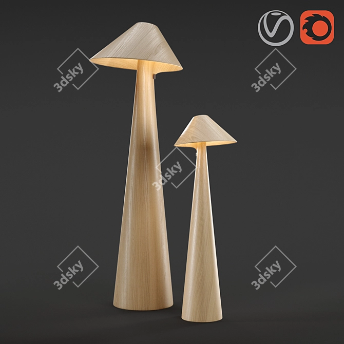 Modern Kino Wood Floor Lamp 3D model image 1