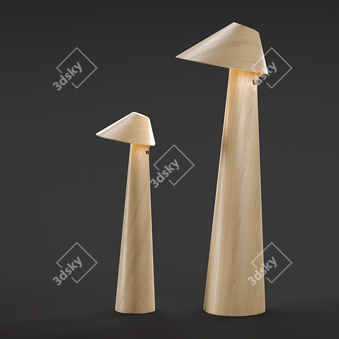 Modern Kino Wood Floor Lamp 3D model image 2