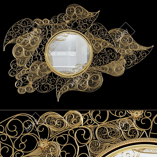 Elegant Filigree Mirror for Exquisite Interiors 3D model image 1