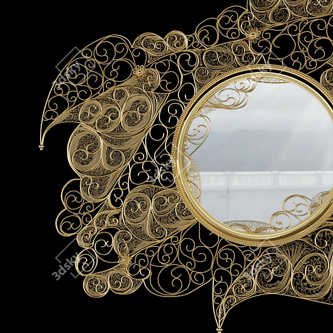 Elegant Filigree Mirror for Exquisite Interiors 3D model image 2