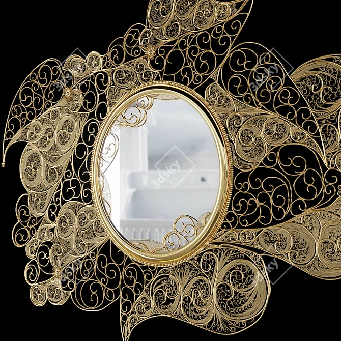 Elegant Filigree Mirror for Exquisite Interiors 3D model image 3