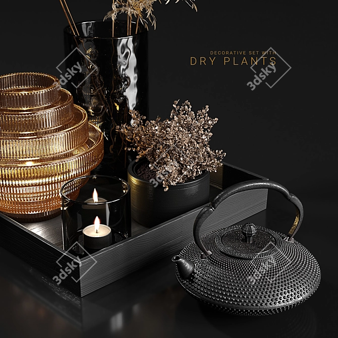 Rustic Botanical Decor Set 3D model image 2